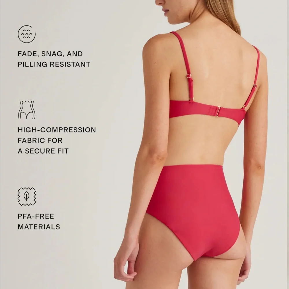 Quince High-Waisted pink Bikini Bottom only - Picture 3 of 6